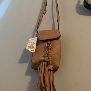 Small TaupeCrossbody With Fringe